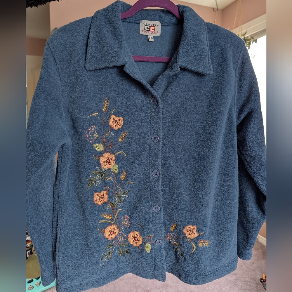 Classic Editions Blue Floral Button-Up Jacket